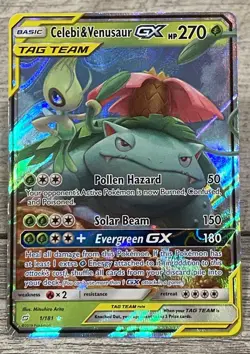 Pokemon 2019 Celebi & Venusaur GX 1/181 SM-Team Up Ultra Rare TAG TEAM Holo Card - Image 2
