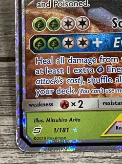 Pokemon 2019 Celebi & Venusaur GX 1/181 SM-Team Up Ultra Rare TAG TEAM Holo Card - Image 4