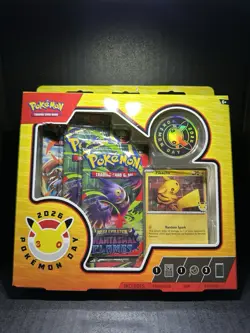 Pokemon Day 2026 Collection Box Pikachu Promo SWIRL Holo - Image 1