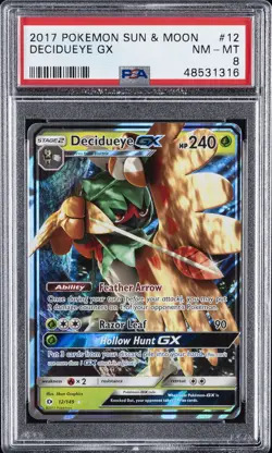 2017 POKEMON SUN & MOON #12 DECIDUEYE GX PSA 8 - Image 1