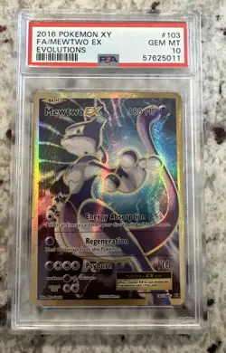 2016 Pokemon XY Evolutions Mewtwo EX #103 graded PSA 10 - Image 1