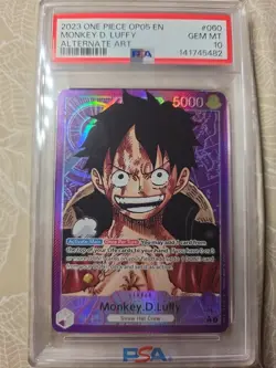 Monkey D.Luffy Awakening of the new Era OP-05 #060 Alt Art PSA 10 One Piece - Image 1