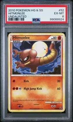 Hitmonlee Undaunted Pokemon Card Common 52/90 Series PSA Graded 6 - Image 1