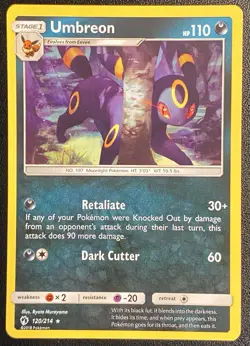 Umbreon Rare 120/214 Pokemon Sun & Moon Lost Thunder Regular Rare NM Free Ship - Image 2