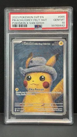 POKEMON PIKACHU WITH GREY FELT HAT 085 POKEMON X VAN GOGH PSA 10 - Image 1