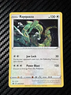 Pokemon TCG Rayquaza SWSH029 Sword & Shield Promo Cosmos Holo Near Mint - Image 1