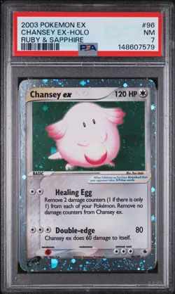 2003 Pokemon Ruby & Sapphire Chansey EX Holo Rare 96/109 PSA 7 - Image 1