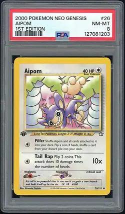 AIPOM 2000 Pokemon Neo Genesis 1st Edition #26 - PSA 8 - Image 1