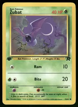 Zubat 70/82 Common Team Rocket Pokemon 1st Edition Lightly Played - Image 1