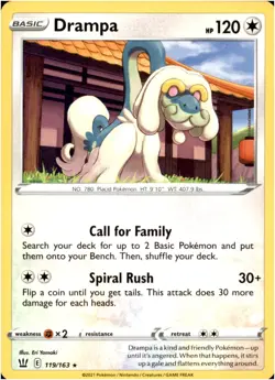 Drampa 119/163 Rare - Pokemon SWSH05: Battle Styles LP-NM - Image 1