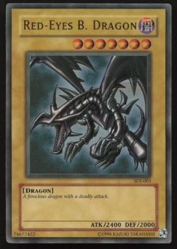 MP** Yugioh Red-Eyes Black Dragon SDJ-001 Unlimited Edition Holo Rare Yu-Gi-Oh! - Image 1