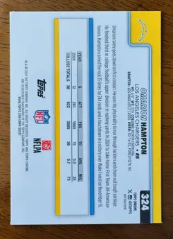 2025 Topps Chrome #324 Omarion Hampton Rookie Card REFRACTOR SP Chargers Holo - Image 3