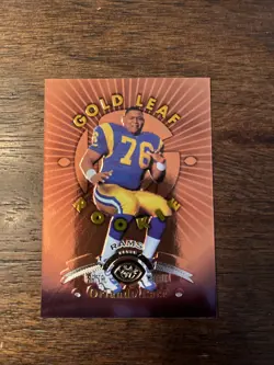 1997 Leaf - Gold Leaf Rookie Orlando Pace #180 Fractal Matrix (RC) Rams NFL Card - Image 1