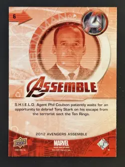 2012 Upper Deck Marvel Avengers Assemble Iron Man Agent Phil Coulson Card #6 - Image 2