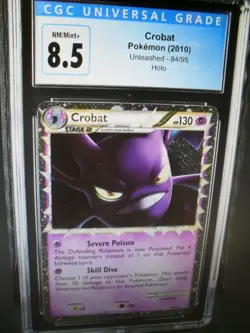 CGC 8.5 Crobat Prime 84/95 Unleashed Holo rare Pokemon Card - Image 1