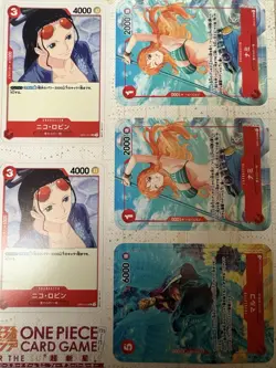 Bandai One Piece CCG 5 Card Lot Nico Robin Nami Marco Japanese mini Card - Image 1