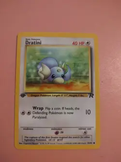 1st Edition Dratini Vintage 53/82 Team Rocket LP Pokemon Card - Image 1
