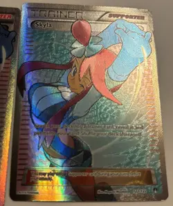 2 X Pokemon Skyla 122/122 Breakpoint Ultra Rare Full Art Holo Trainer LIGHT PLAY - Image 3
