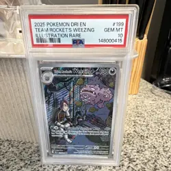 Pokemon Team Rocket's Weezing Illustration Rare Holo Sv10 199/182 PSA 10 - Image 1