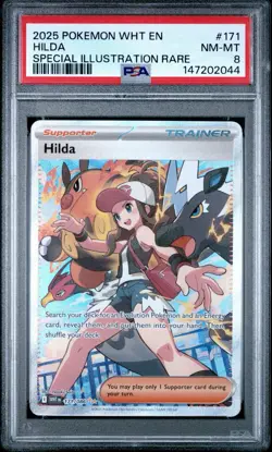 2025 Pokemon WHT EN Hilda Special Illustration Rare #171/086 PSA 8 NM-MT - Image 1