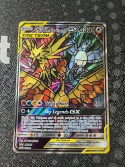 2019 Pokemon Moltres Zapdos Articuno GX SM210 Stained Glass Promo Hidden Fates - Image 2