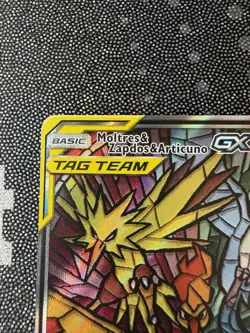 2019 Pokemon Moltres Zapdos Articuno GX SM210 Stained Glass Promo Hidden Fates - Image 3