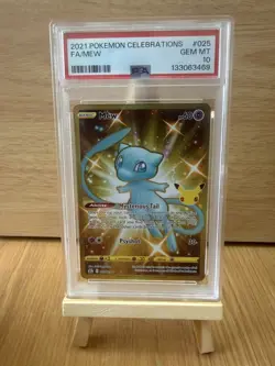 PSA 10 GEM MINT Mew Full Art Gold Pokemon Celebrations 025/025 2021 Card #025 - Image 1