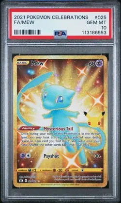 Pokemon Mew Secret Rare Full Art Holo 025/025 Celebrations PSA 10 2021 - Image 1