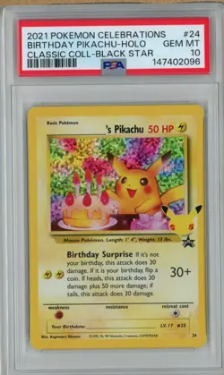 PSA 10 Birthday Pikachu #24 Classic Collection Black Star Gem Mint Pokemon Card - Image 1