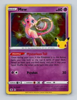 Mew 011 2021 Pokemon Celebrations 25th Anniversary Holo Rare Card LP (e) - Image 1