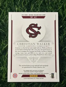2015 Panini National Treasures College /99 Christian Walker #42 Rookie Auto RC - Image 2