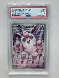 2025 POKEMON PHANTASMAL FLAMES 105/094 WIGGLYTUFF ILLUSTRATION RARE - PSA 9 - Image 1