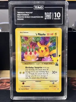 Pokemon Birthday Pikachu 24 World Collection English TAG 10 GEM - Image 1