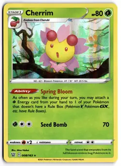 Pokemon TCG Cherrim 008/163 Swsh05: Battle Styles Holo Rare - Image 1