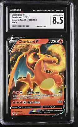 CHARIZARD V 018/159 HOLO CROWN ZENITH POKEMON CGC 8.5 NM/MINT+ - Image 1