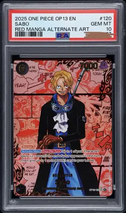 2025 One Piece OP13 EN Red Manga Alternate Art #120 Sabo PSA 10 GEM MINT - Image 1
