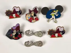 Disney Trading Pins- Peter Pan Captain Hook Tinkerbell Pins Lot Of 7 - Image 1