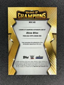 2026 Topps Chrome WWE Alexa Bliss Auto On-Card Marks of Champsions Refractor! - Image 2