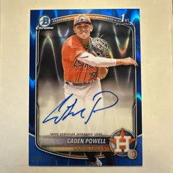 2025 Bowman Chrome Caden Powell Blue Raywave Auto /150 1st Bowman - Image 1