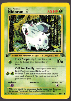 Nidoran 57/64 1st Edition Jungle Pokemon Card 1999 NM - Image 1