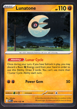 Lunatone Mega Evolution 074/132 Holo Pokemon TCG Card NM - Image 1