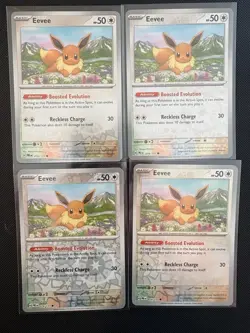 4x Eevee 074/131 Prismatic Evolutions Pokemon Playset x4 - Reverse Holo - Image 1