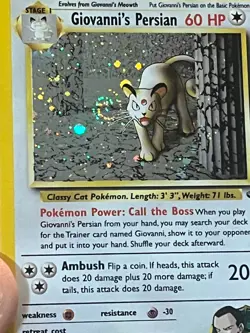 Giovanni's Persian SWIRL 8/132 Gym Challenge 2000 Holo WOTC Pokemon - Image 1