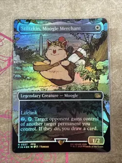MTG Stiltzkin, Moogle Merchant (Borderless) Foil NM FINAL FANTASY Magic 327 - Image 1