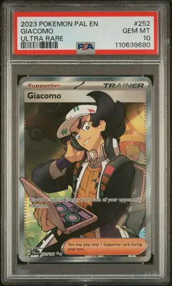 PSA 10 GEM Mint Giacomo 252/193 Ultra Rare Full Art - Pokemon PAL SV02 - Image 1