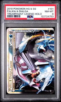 2010 POKEMON TRIUMPHANT PALKIA & DIALGA LEGEND TOP #101 PSA 8 NEAR #122724753 - Image 1