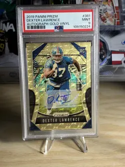 2019 Panini Prizm Dexter Lawrence Gold Vinyl Rookie Auto PSA 9 381 Giants/Bengal - Image 1