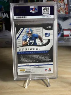 2019 Panini Prizm Dexter Lawrence Gold Vinyl Rookie Auto PSA 9 381 Giants/Bengal - Image 2