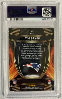 (MA6) 2020 PANINI SELECT HOT STARS PRIZM #HS2 TOM BRADY PATRIOTS PSA 10 - Image 2