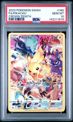 2023 POKEMON SWORD & SHIELD CROWN ZENITH #160 FULL ART/PIKACHU PSA 10 - Image 1